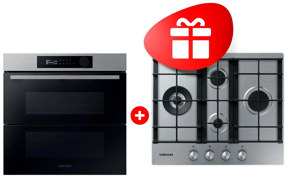 Комплект Газовая варочная поверхность Samsung NA64H3030BS + Встраиваемый духовой шкаф Samsung NV7B5745TAS/WT 