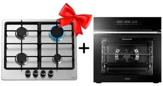 Комплект Газовая варочная поверхность Haier HHX-M64CNX + Встраиваемый духовой шкаф Haier HOQ-F5AAGB 