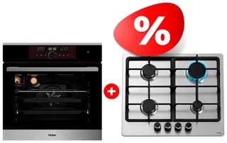 Жиынтық Haier газ пісіру беті HHX-M64CNX + Кіріктірілетін пеш Haier HOX-FP5RABX 