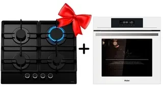 Комплект Газовая варочная поверхность Haier HHX-G64CNB + Встраиваемый духовой шкаф Haier HOX-FP3AWB 