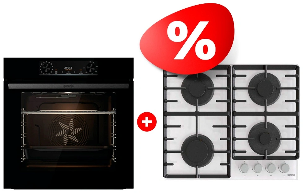 Жиынтық Gorenje газды пісіру беті GT642AXW + Встраиваемый духовой шкаф Gorenje BO6737E02BG 