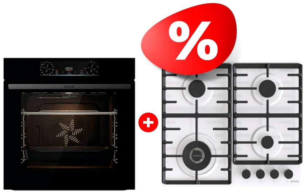 Комплект Газовая варочная поверхность Gorenje GW642SYW + Встраиваемый духовой шкаф Gorenje BO6737E02BG 