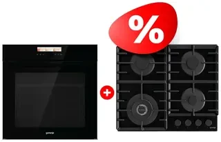 Комплект Газовая варочная поверхность Gorenje GTW642SYB + Встраиваемый духовой шкаф Gorenje BOP798S37BG