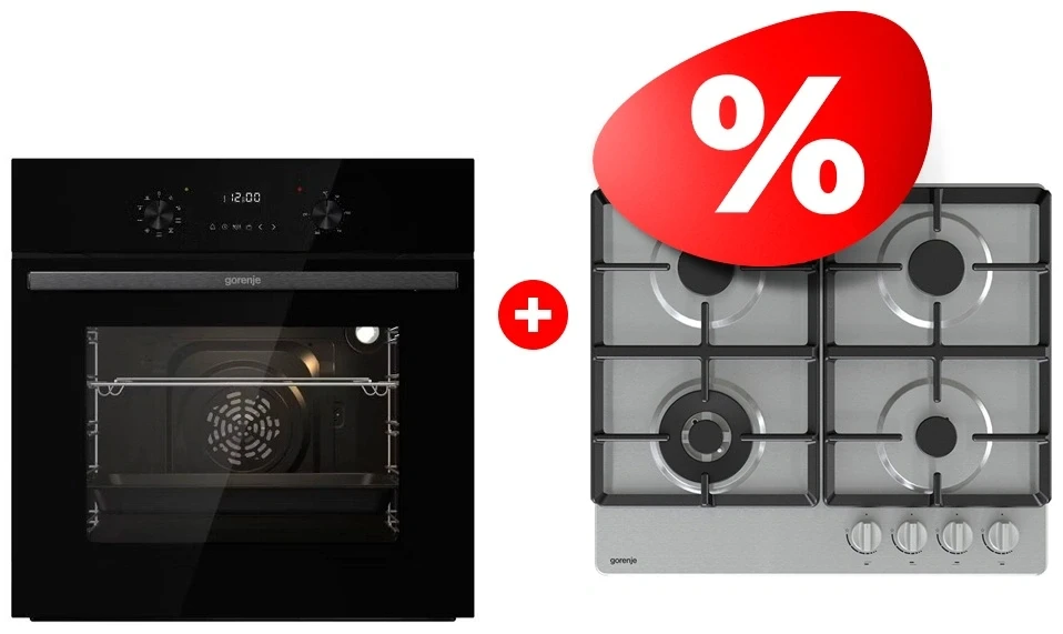 Жиынтық Газовая варочная панель Gorenje GW641XHF + Gorenje кіріктірілген тұмшапеш BO6737E02NBG 