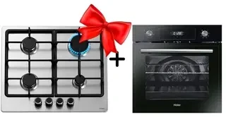 Жиынтық Haier газ пісіру беті HHX-M64CNX + Haier кіріктірілген тұмшапеш HOD-PF08TGB 