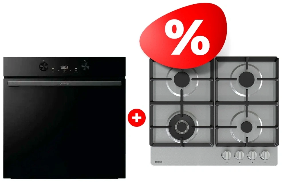 Комплект Газовая варочная панель Gorenje GW641XHF + Встраиваемый духовой шкаф Gorenje BOS6737E05DBG 
