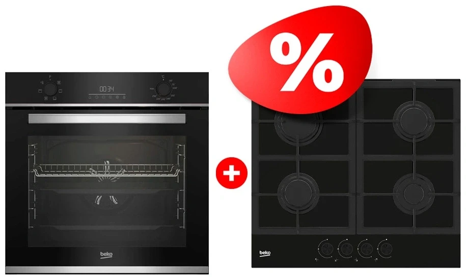 Комплект Встраиваемая варочная панель Газ Beko HILG642C5SB + Встраиваемый духовой шкаф Beko BBIE133002XD 