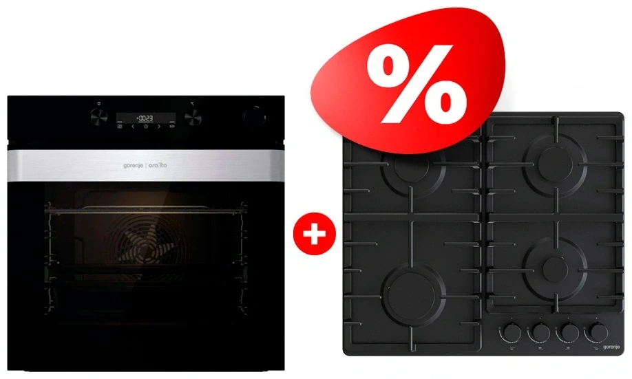 Комплект Встраиваемая варочная панель Gorenje G641BHF + Встраиваемый духовой шкаф Gorenje BSA6737ORAB 