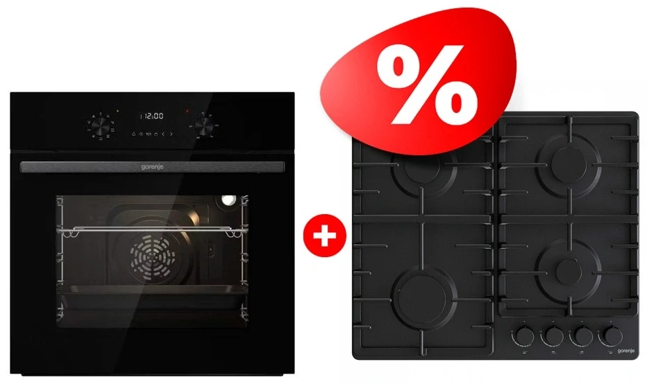 Комплект Встраиваемая варочная панель Gorenje G641BHF + Встраиваемый духовой шкаф Gorenje BO6737E02NBG 