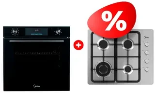 Комплект Газовая варочная поверхность Midea MG613TX + Встраиваемый духовой шкаф Midea MO72105 GB 