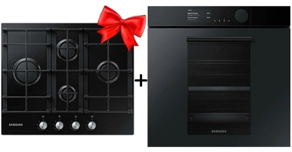 Комплект Газовая варочная поверхность Samsung NA64H3010BK + Встраиваемый духовой шкаф Samsung NV75T9979CD/WT Infinite Line 