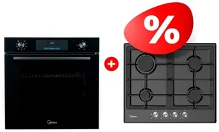 Комплект Газовая варочная поверхность Midea MG606B + Встраиваемый духовой шкаф Midea MO72105 GB 