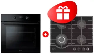 Комплект Газовая варочная поверхность Haier HHX-G64RFB + Встраиваемый духовой шкаф Haier HOQ-K2ANN3GB 