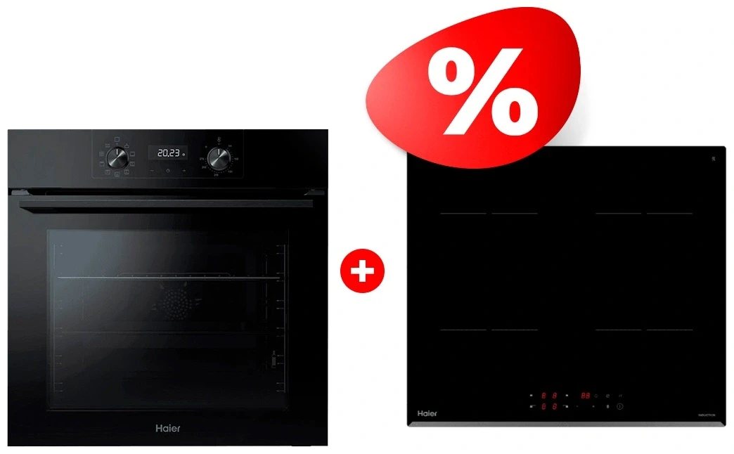 Комплект Индукционная варочная панель Haier HHY-Y64PVB + Встраиваемый духовой шкаф Haier HOQ-K2ANN3GB 