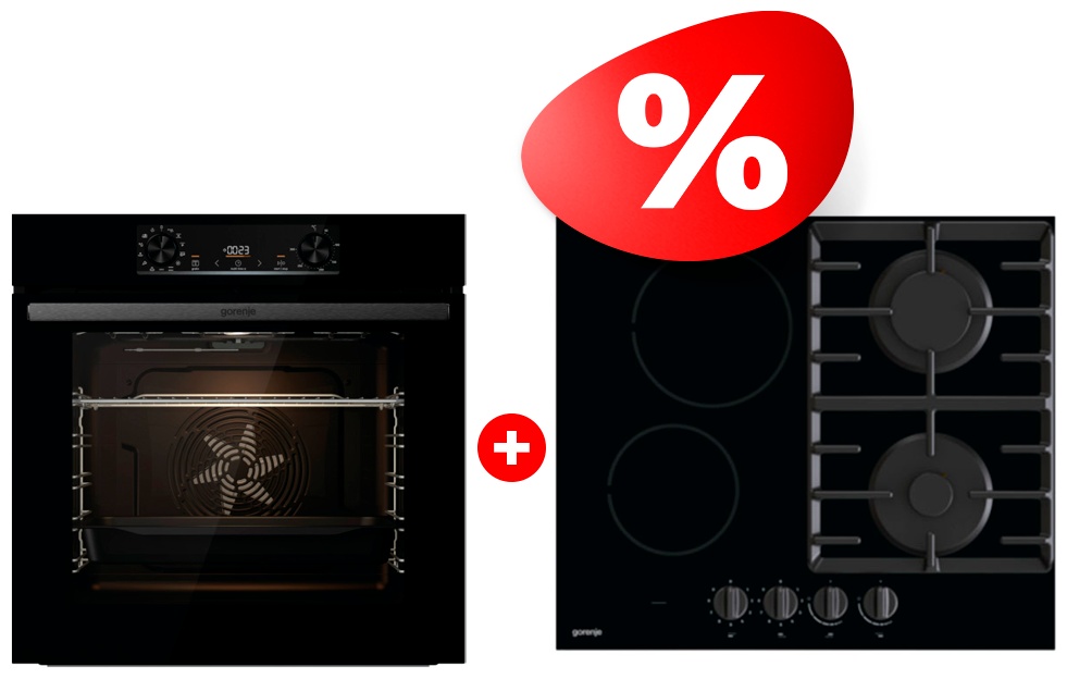 Жиынтық Gorenje құрастырылған пісіру панелі GCE691BSC + Встраиваемый духовой шкаф Gorenje BO6737E02BG 