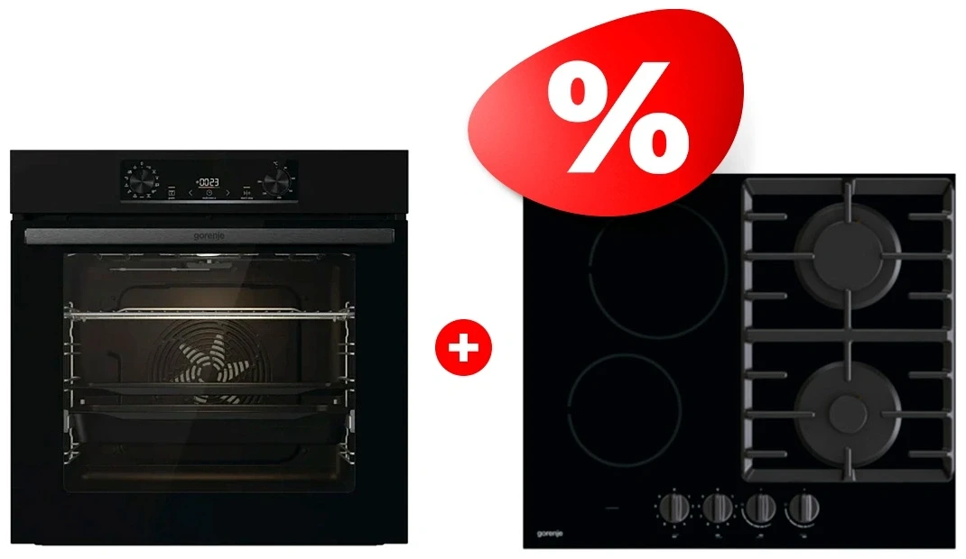 Жиынтық Gorenje құрастырылған пісіру панелі GCE691BSC + Gorenjie электр пеші BO6737E06B 