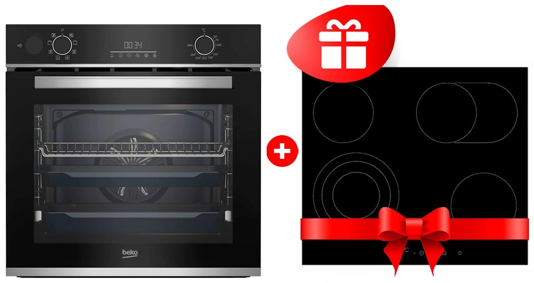 Комплект Встраиваемый духовой шкаф Beko BBIS13300XMSE + Электрическая варочная поверхность Beko HIC 64404 T 