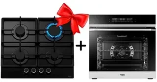 Жиынтық Haier кіріктірілетін тұмша шкафы HOQ-F5AABX + Haier газ пісіру беті HHX-G64CNB 