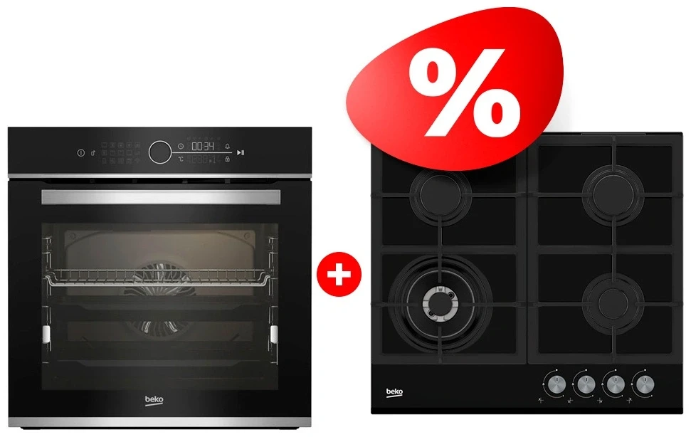 Комплект Встраиваемый духовой шкаф Beko BBIM13400XCS + Газовая варочная поверхность Beko HILW 64235 S 