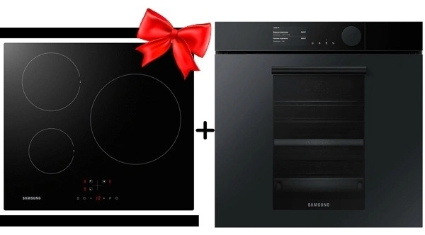 Комплект Встраиваемый духовой шкаф Samsung NV75T9979CD/WT Infinite Line + Индукционная варочная поверхность Samsung NZ63F3NM1AB 