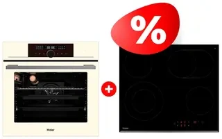 Комплект Встраиваемый духовой шкаф Haier HOX-FP5RACG + Стеклокерамическая варочная поверхность Haier HHY-C64ROVB 