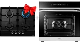Жиынтық  Haier тұмша шкафы HOQ-P16AN5SX + Haier газ пісіру беті HHX-G64CNB 