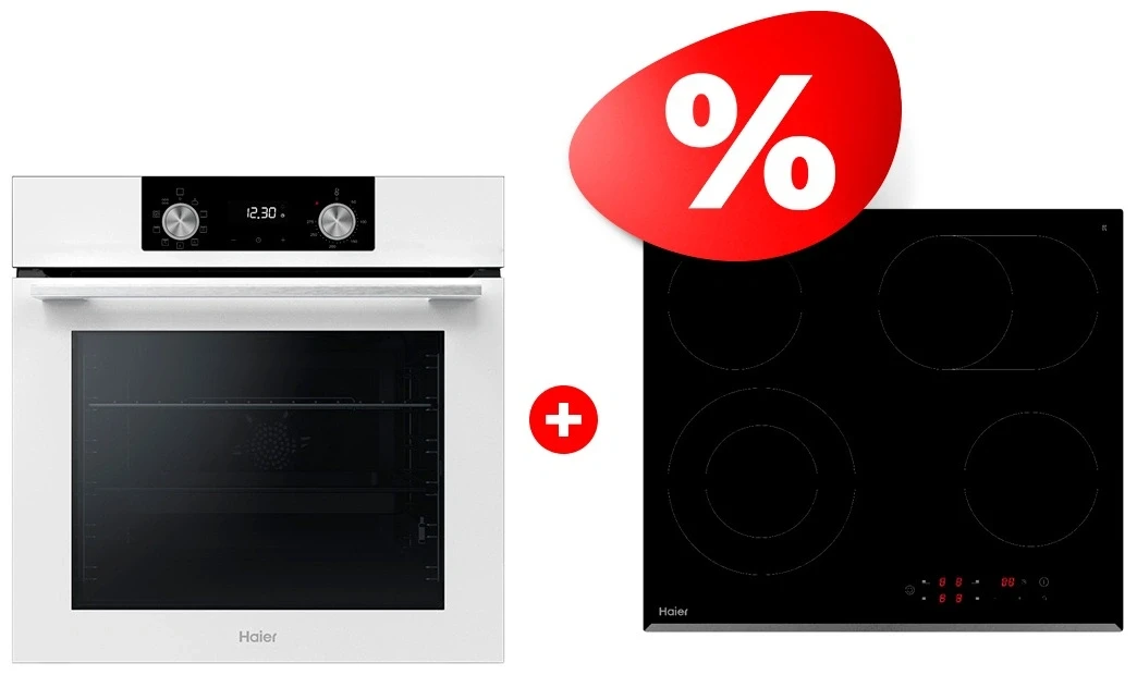 Комплект Встраиваемый духовой шкаф Haier HOQ-K2ANN3WB + Стеклокерамическая варочная поверхность Haier HHY-C64ROVB 