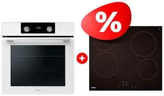Жиынтық Haier Кірістірілетін пеші HOQ-K2ANN3WB + Стеклокерамическая варочная поверхность Haier HHY-C64NVTB 