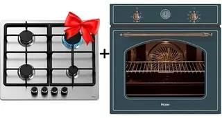 Жиынтық  Haier тұмша шкафы HOX-C09ATQBB + Haier газ пісіру беті HHX-M64CNX 