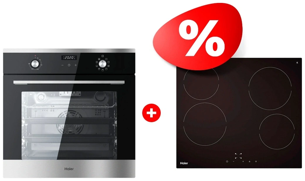 Жиынтық  Haier тұмша шкафы HOX-P09CGBX + Стеклокерамическая варочная поверхность Haier HHY-C64NVTB 