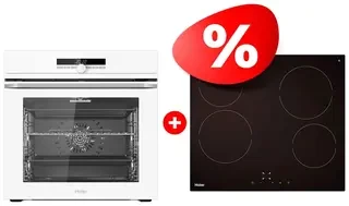 Комплект Встраиваемый духовой шкаф Haier HOQ-F6CASGW + Стеклокерамическая варочная поверхность Haier HHY-C64NVTB 
