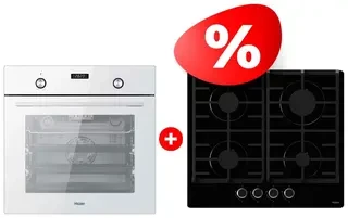 Комплект Встраиваемый духовой шкаф Haier + Газовая варочная поверхность Haier HOY-P09NCGW + HHX-G64CNB