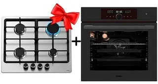 Жиынтық Haier кіріктірілетін тұмша шкафы HOX-FP5RAGG + Haier газ пісіру беті HHX-M64CNX 