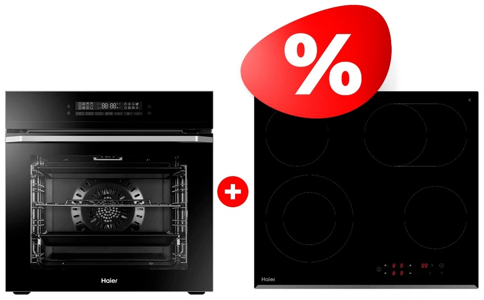 Комплект Встраиваемый духовой шкаф Haier HOQ-P16AN5GB + Стеклокерамическая варочная поверхность Haier HHY-C64ROVB 