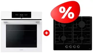 Комплект Встраиваемый духовой шкаф Haier HOQ-F6QSN3WB + Газовая варочная поверхность Haier HHX-G64CNB 