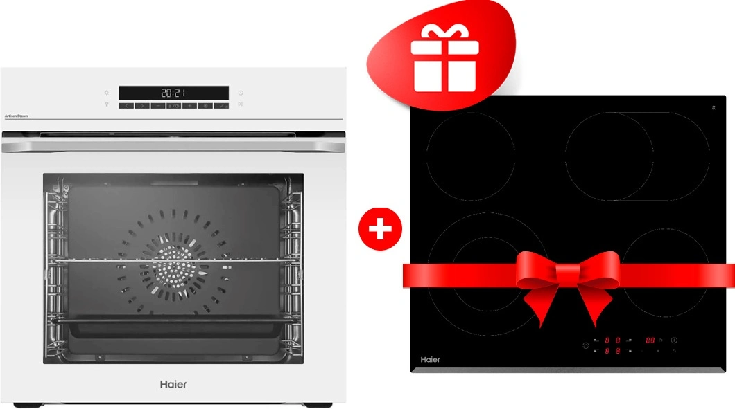 Жиынтық  Haier тұмша шкафы HOQ-P16AS5GW + Haier шыны керамикалық плитасы HHY-C64ROVB 