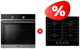 Жиынтық Встраиваемый духовой шкаф Haier HOQ-K5AAN3BX + Haier газ пісіру беті HHX-G64CNB 