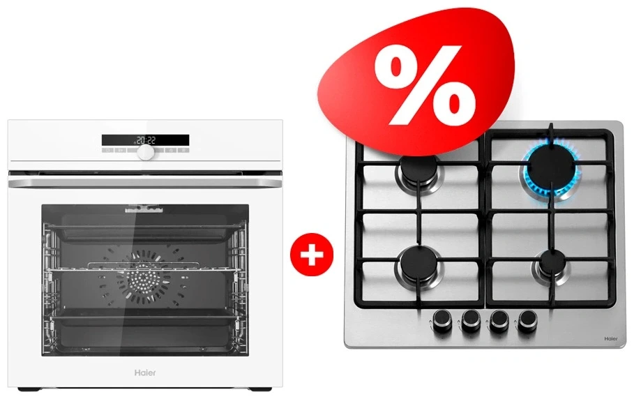 Жиынтық Кіріктірілген тұмшапештер HOQ-F6CASGW + Haier газ пісіру беті HHX-M64CNX 