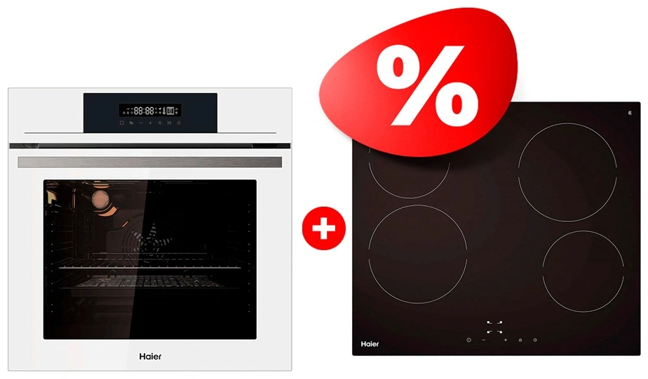 Жиынтық Haier кіріктірілетін тұмша шкафы HOX-FP3AWB + Стеклокерамическая варочная поверхность Haier HHY-C64NVTB 