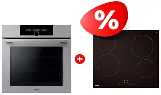 Жиынтық Встраиваемый духовой шкаф Haier HOQ-F6QAN3GG + Стеклокерамическая варочная поверхность Haier HHY-C64NVTB 