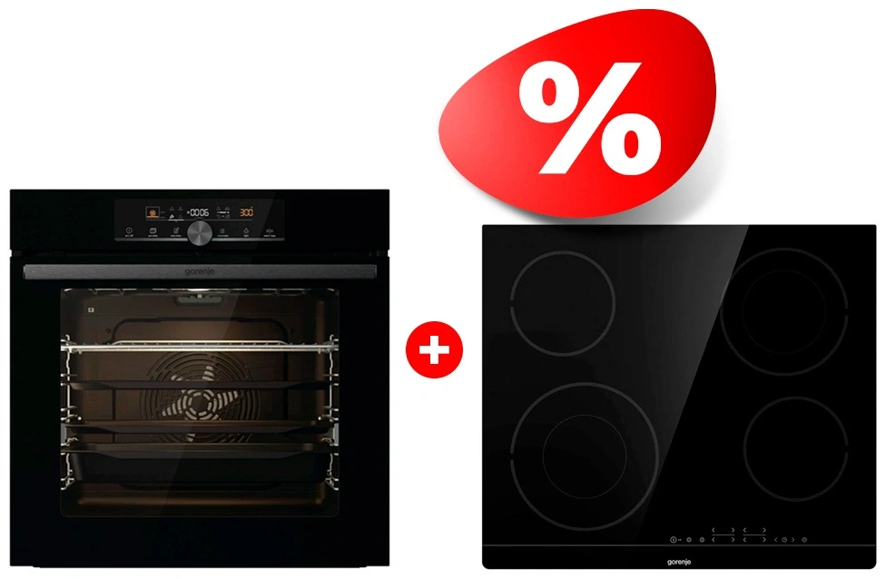Жиынтық Gorenje Кіріктірілген пеш BPS6747A06BG + Gorenje электр пісіру беті ECT644BSC 