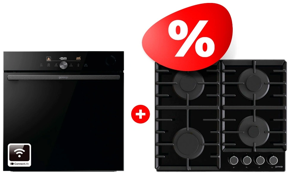 Комплект Встраиваемый духовой шкаф Gorenje BPSA6747DGWI + Газовая варочная поверхность Gorenje GT642AB 
