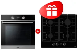 Жиынтық Біріктірілетін духовой шкаф Haier HOQ-K2ANN3BX + Haier газ пісіру беті HHX-G64CNB 