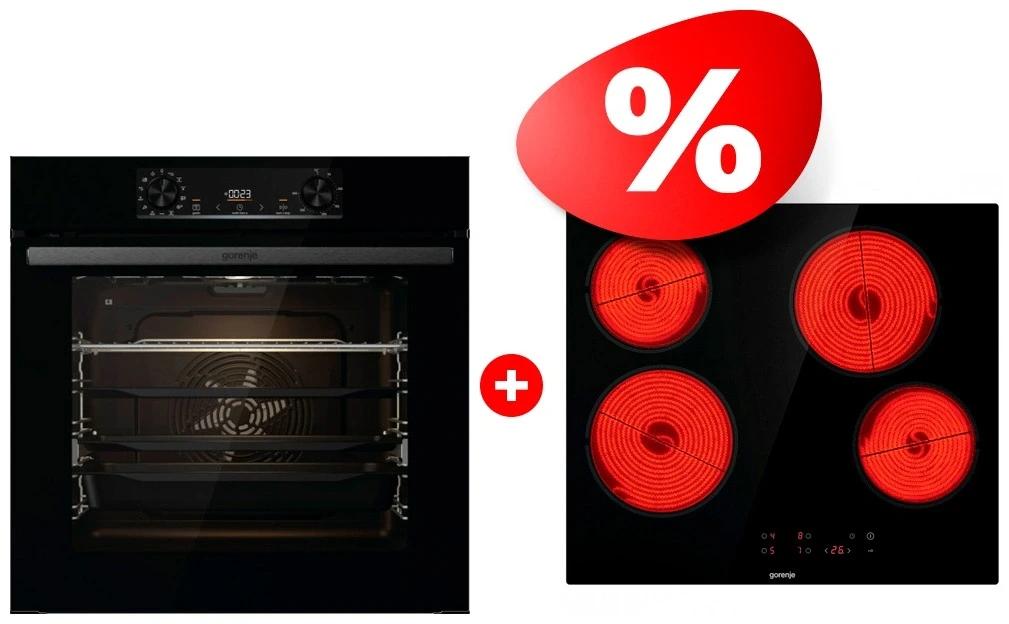 Жиынтық Встраиваемый духовой шкаф Gorenje BPS6737E14BG + Gorenje шыны керамикалық плита ECT64BSCE 