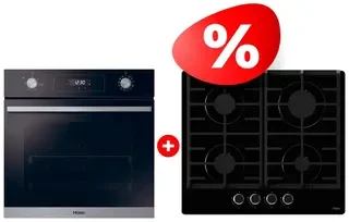 Жиынтық Встраиваемый духовой шкаф Haier HOD-P12CTBX + Haier газ пісіру беті HHX-G64CNB 