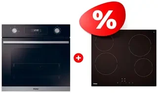 Жиынтық Встраиваемый духовой шкаф Haier HOD-P12CTBX + Стеклокерамическая варочная поверхность Haier HHY-C64NVTB 