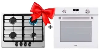 Жиынтық Haier кіріктірілген тұмшапеш HOX-P11HGW + Haier газ пісіру беті HHX-M64CNX 