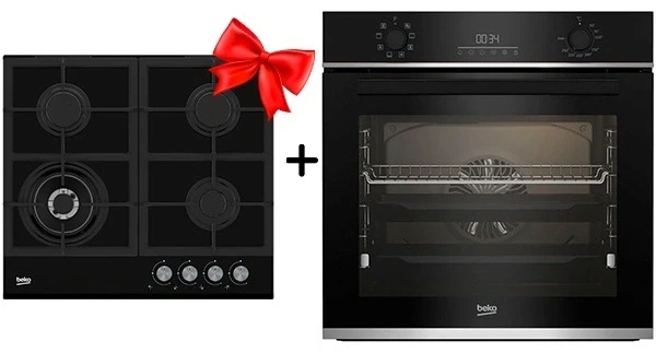 Комплект Встраиваемый духовой шкаф Beko BBIR13300XC + Газовая варочная поверхность Beko HILW 64235 S 