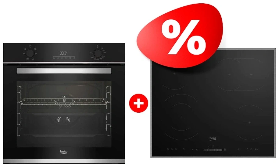 Комплект Встраиваемый духовой шкаф Beko BBIE133002XD + Электрическая варочная поверхность Beko HIC 64503 TX 