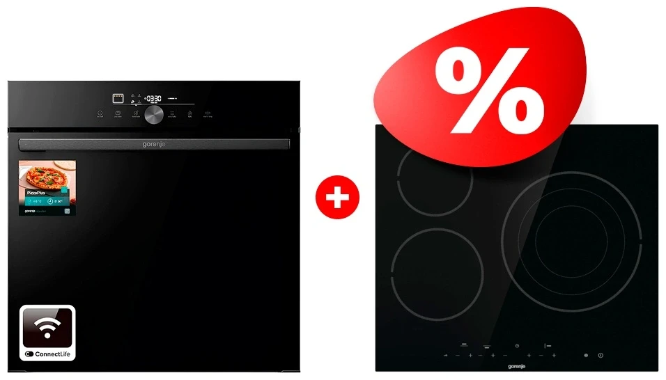 Жиынтық Встраиваемый духовой шкаф Gorenje GO66E PIZZA350C + Стеклокерамическая варочная панель Gorenje ECT632BSCE 